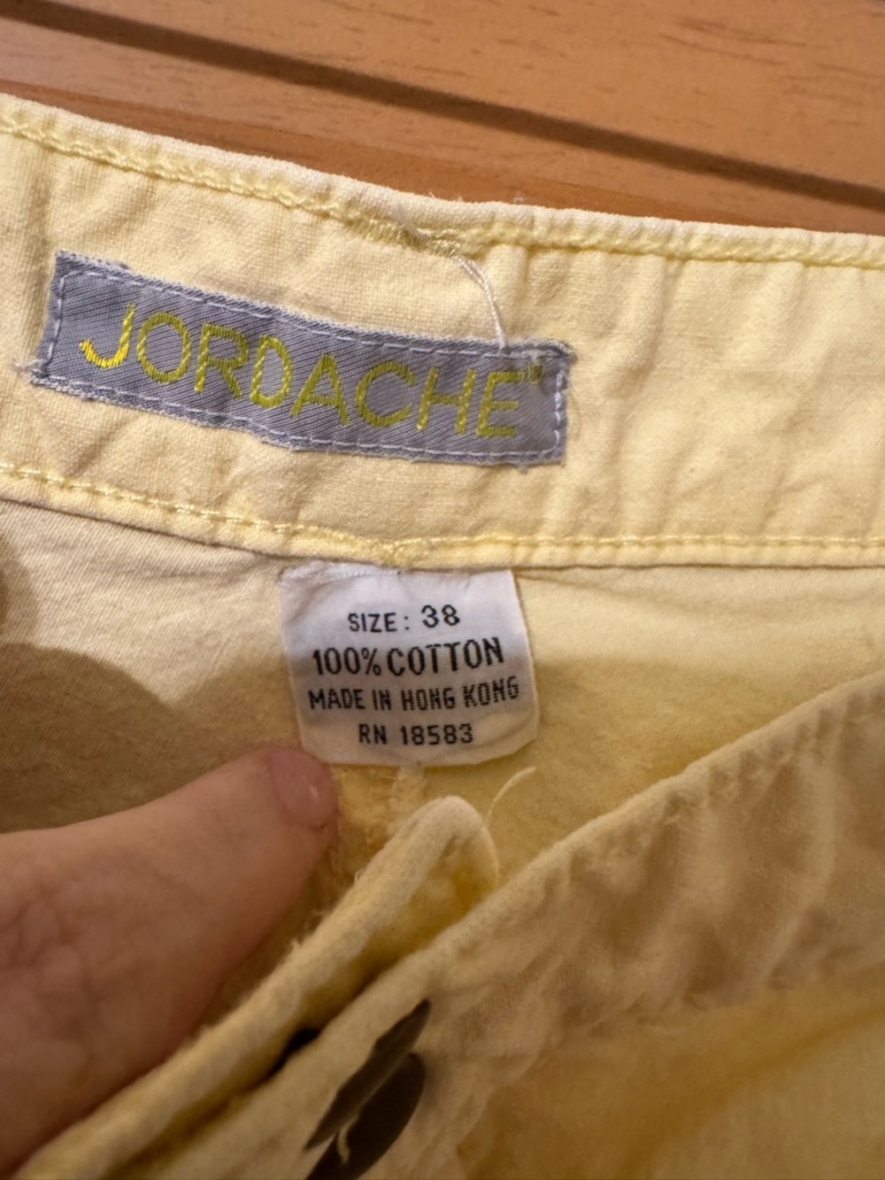 Vintage 90s Jordache Butter Yellow Utility Field Pants - High Waist Cotton Twill - Picture 3 of 9